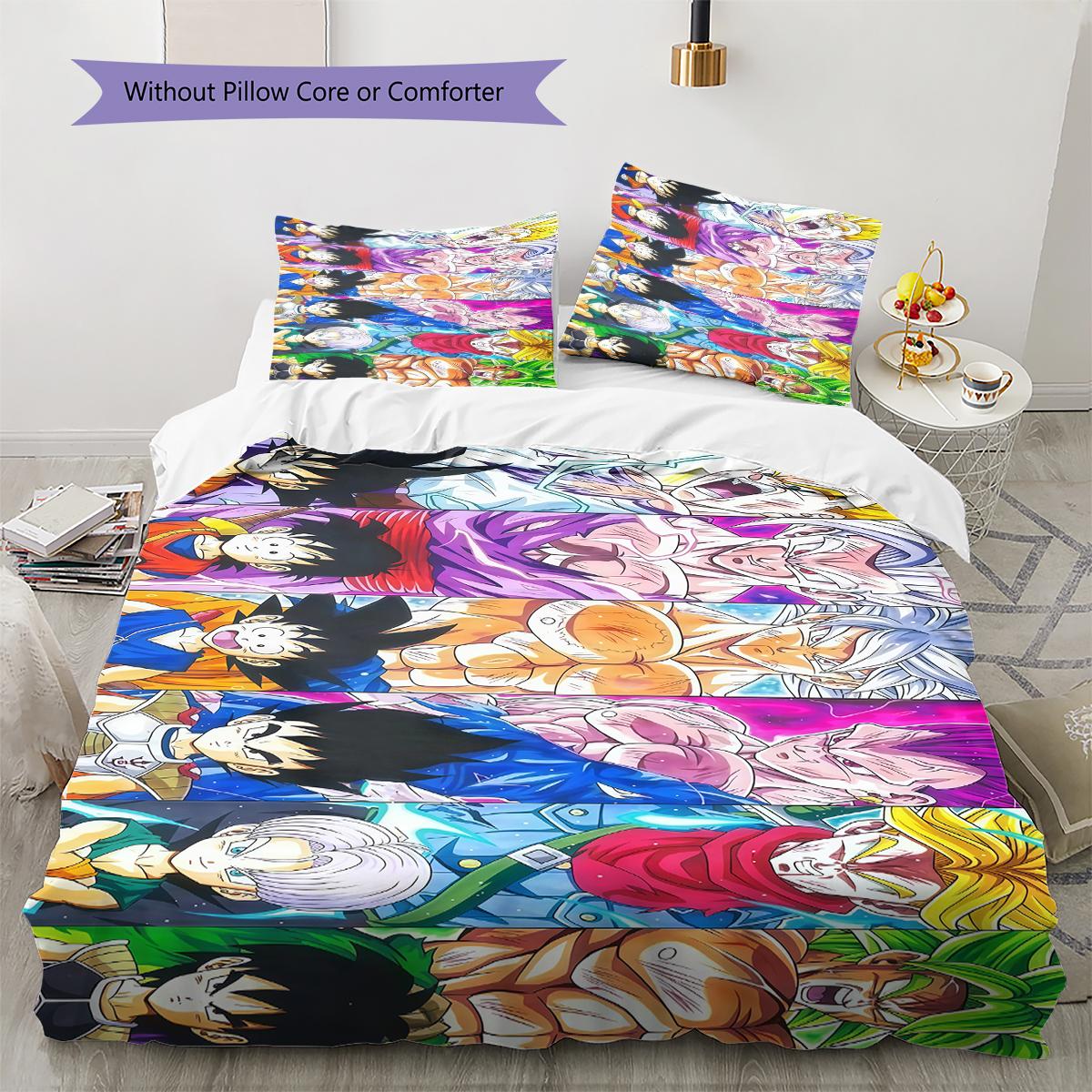 

Son Goku Pattern Bedding,Quilt Set Quilt Cover Pillowcase Home Birthday Gift (1 * duvet cover + 2 * pillowcase, without core) 135x200cm