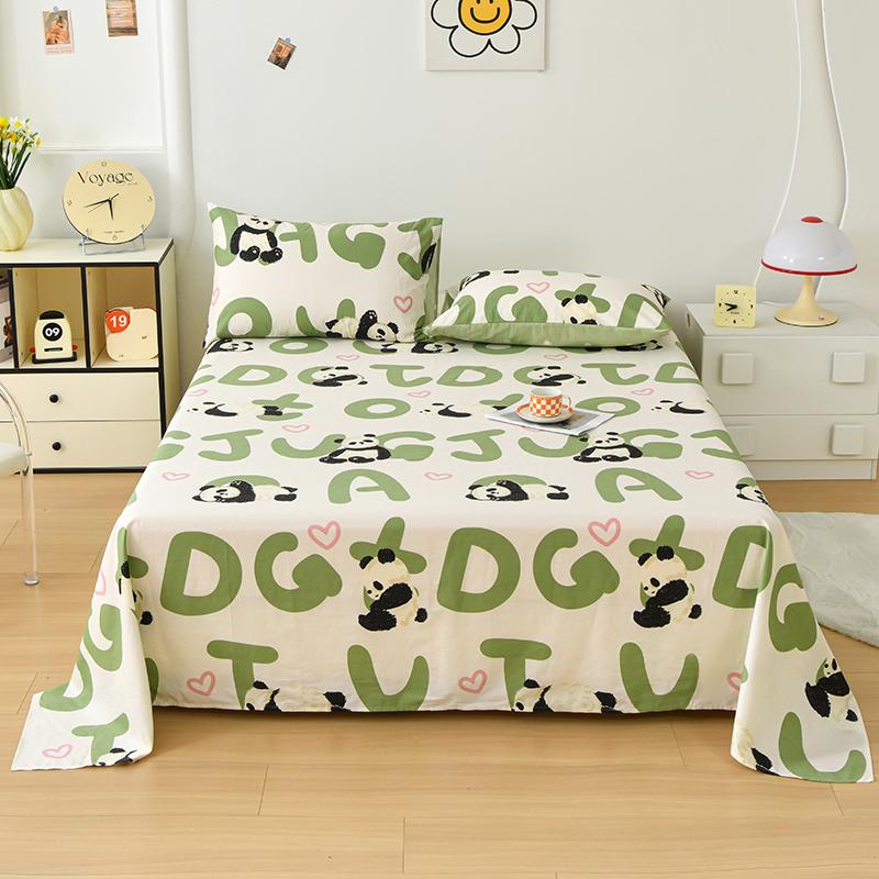 1pc 100% Cotton Flat Bedsheet Cartoon Style Bed Linen Print Bedsheet Skin-friendly Flat Sheets Drap De Lit (No Pillowcase)