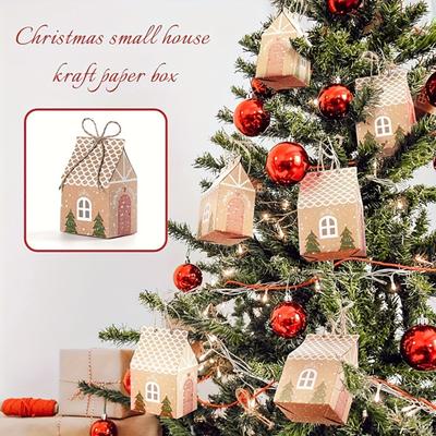 Weihnachtsgeschenkbox mit Griff Papierhausform Verpackung für Süßigkeiten Kekse Schmuck Kreative Feiertagsgeschenkverpackung