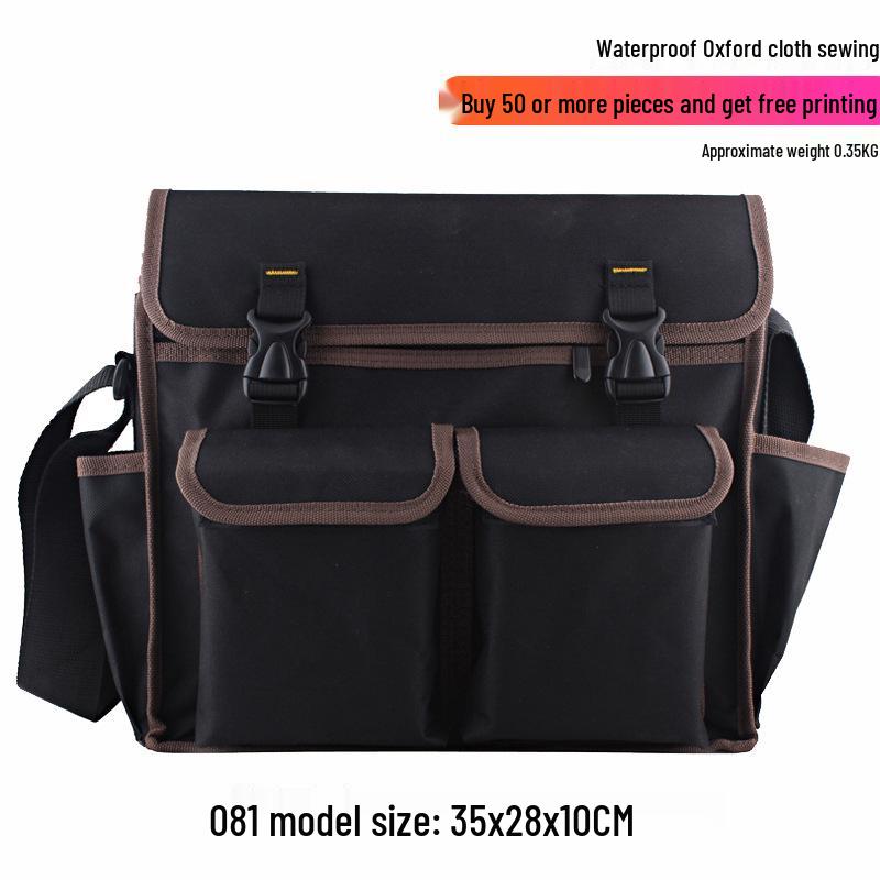 Oxford Canvas Electrician Tool Bag for Air Conditioner Repair - Large, Thickened, Single-Shoulder, Multifunctional Storage.