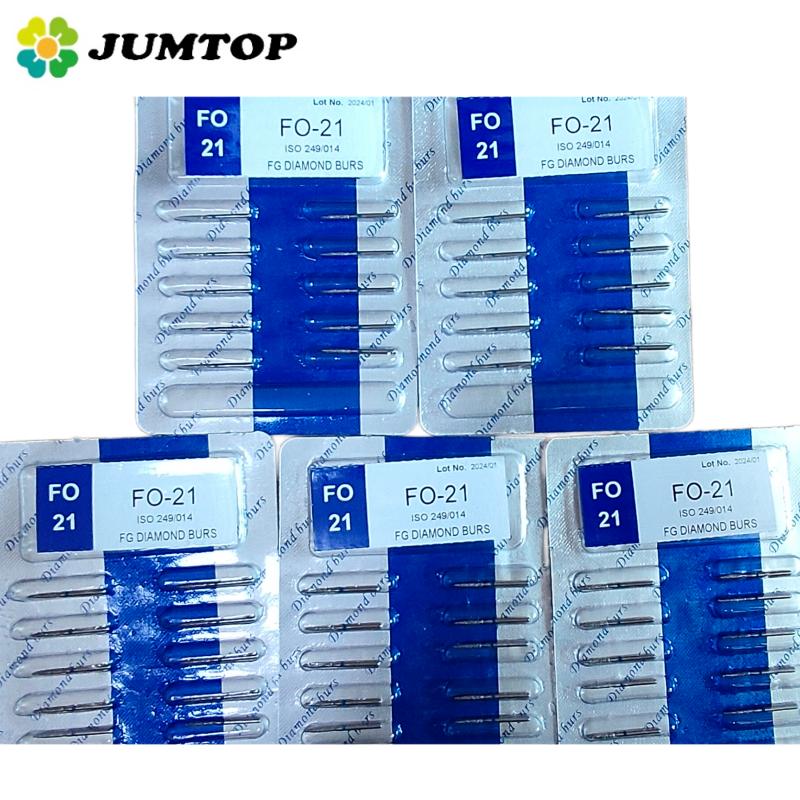 50pcs Dental High Speed Burs High Speed Handpiece Turbine Diamond Burs Diamond Polishing Tooth Preparation Dentist Material