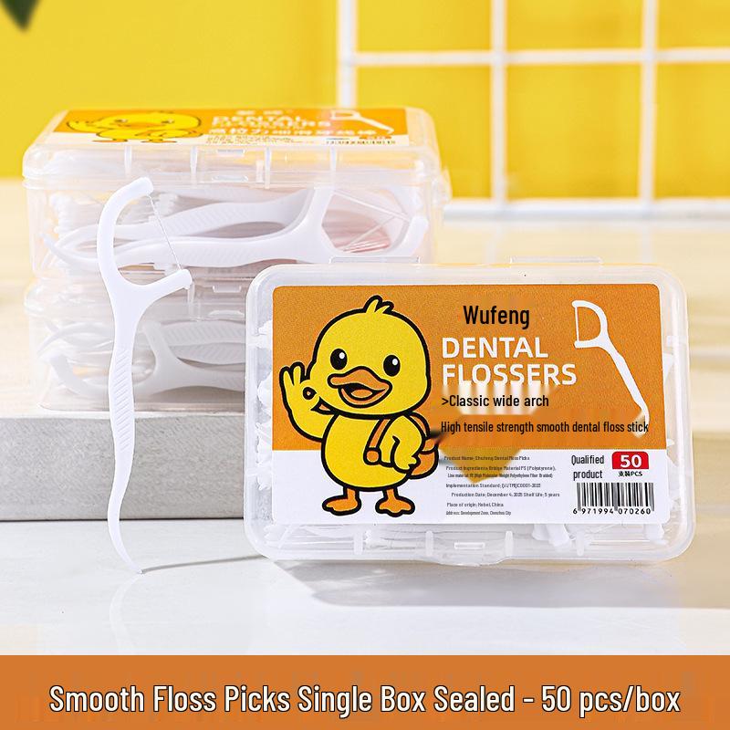 50-Piece Multi-Functional Plastic Dental Floss Sticks In Portable Box for Oral Cleaning