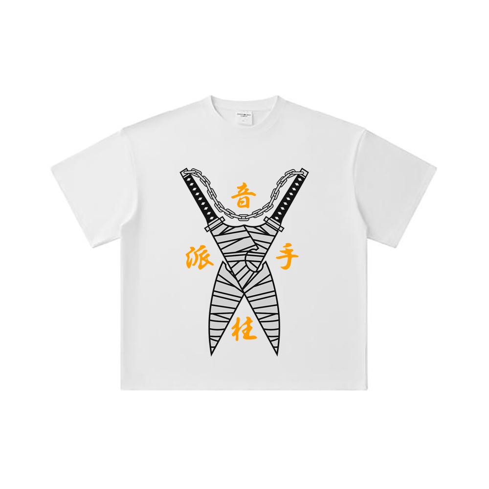 260 GSM Double Yarn 32 Count 100% Cotton Demon Slayer V65 Uzui Print Unisex Heavy Cotton T Shirt