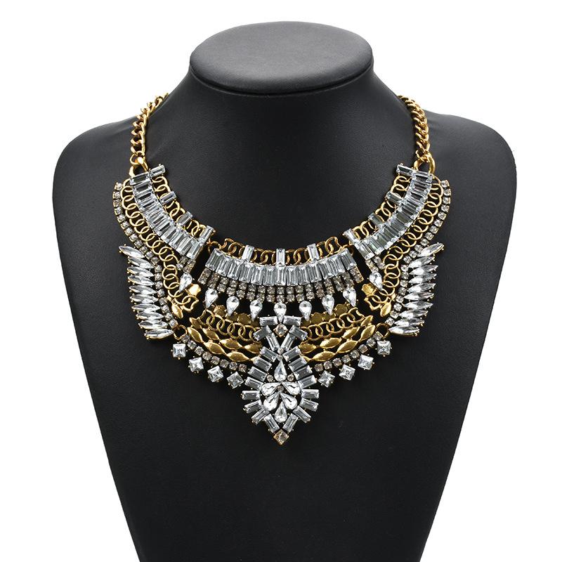 Necklace, Popular Retro Alloy Short Necklace Crystal Accessory For Women