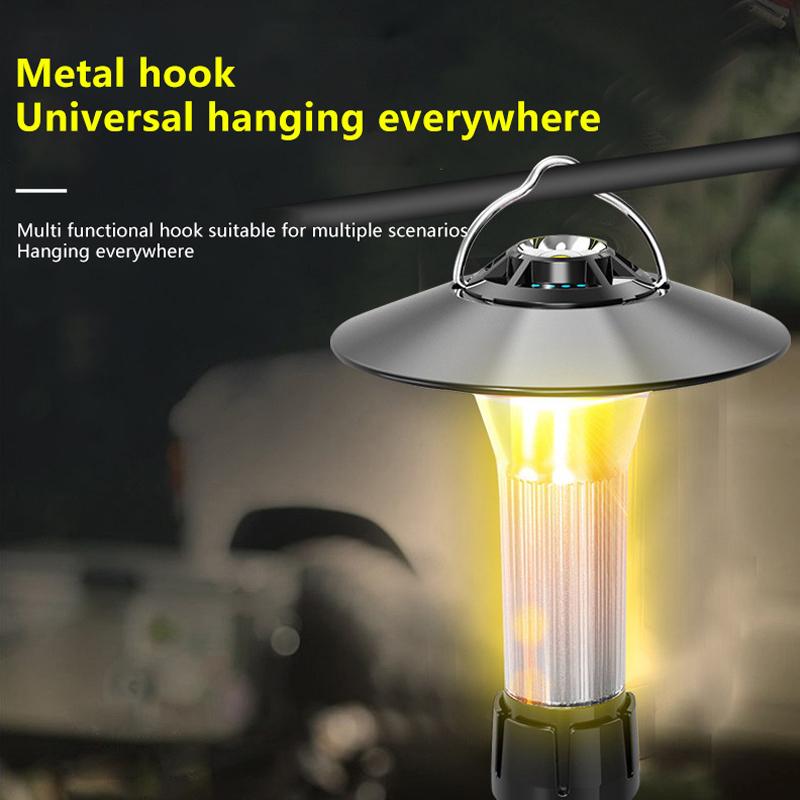 Outdoor Camping Lantern With Magnetic Base Portable Hanging Lamp 3 Lighting Modes Led Flashlights Waterproof Emergency Lamp