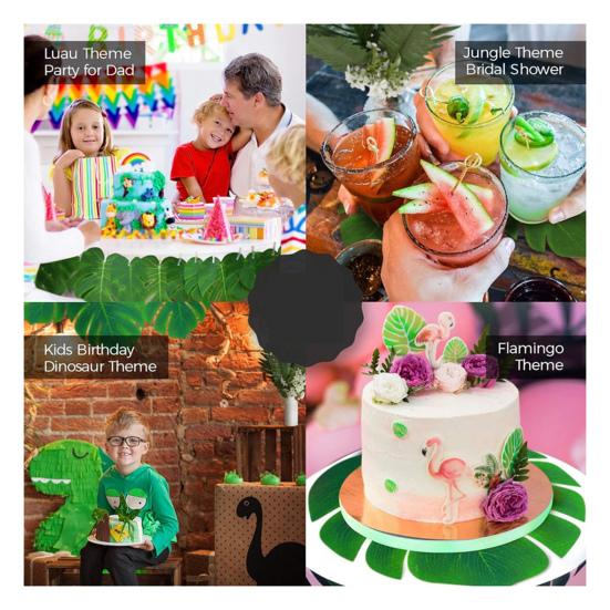 48/88 Pcs Artificial Palm Leaves Faux Tropical Green Leaves Fake Palm Leaf with Stems for Hawaiian Luau Party Baby Shower Wedding Birthday Decor