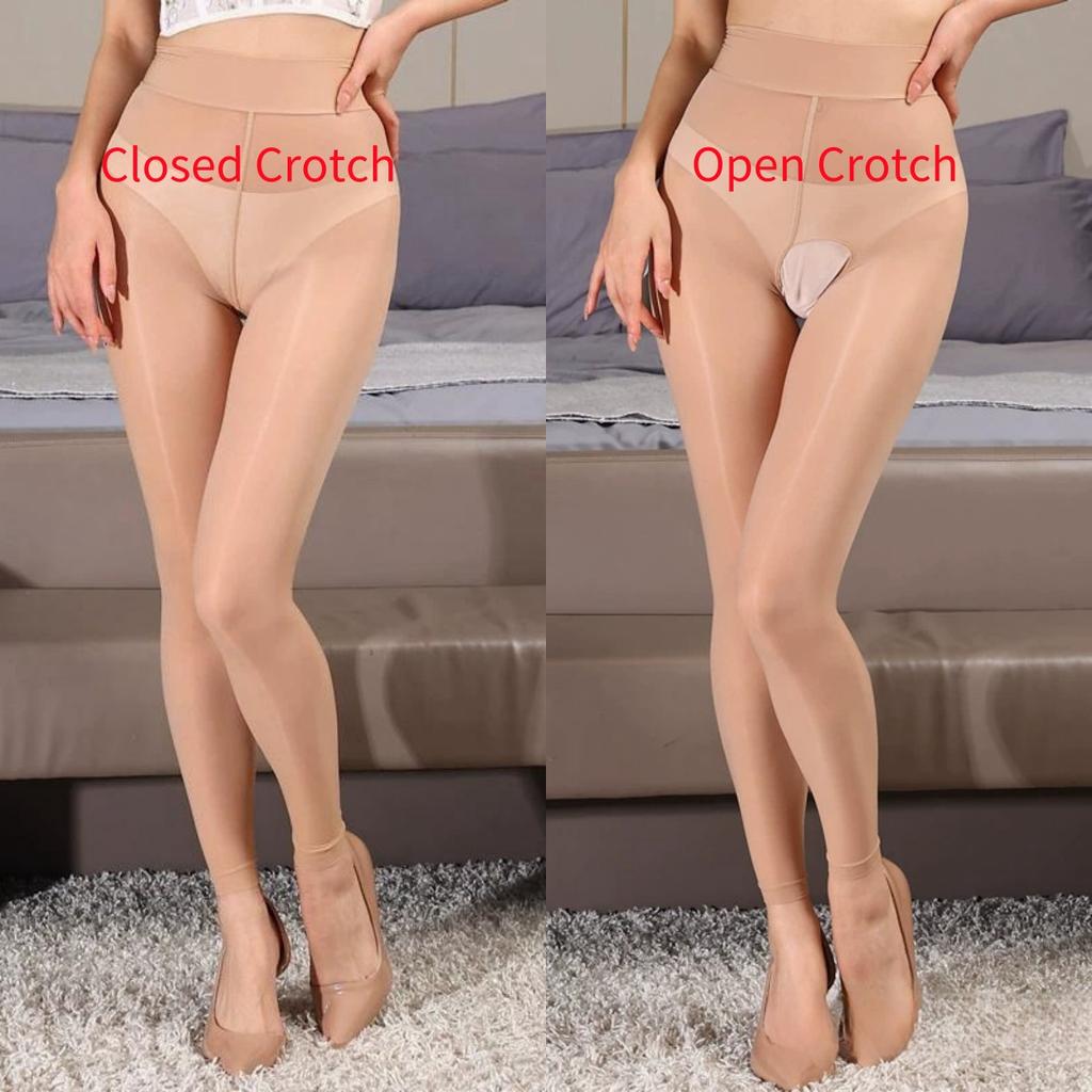 Plus Size Women Oil Glossy Silk Pantyhose Anti-hook High Stretchy Sheer Leggings See Through Sexy Stockings T Crotch Underwear