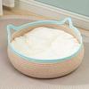 Cat Basket Bed with Cushion Cotton Rope Handwoven Pet Bed Breathable Cat Ear Pet Bed for Indoor Cats