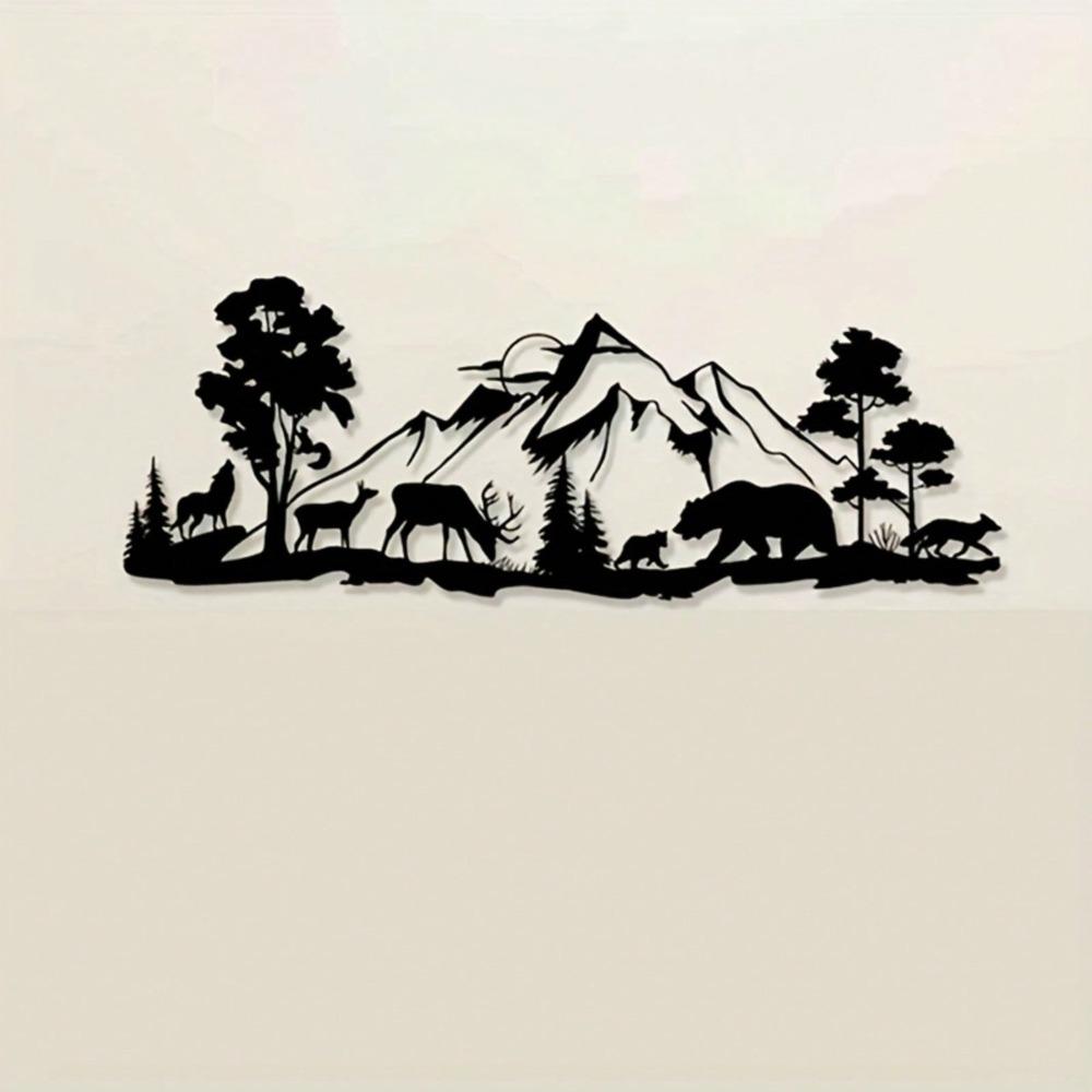 Vintage Metal Wall Art Wild Forest Animals Bear Deer Wolf Fox Squirrel Home Holiday Room Decor