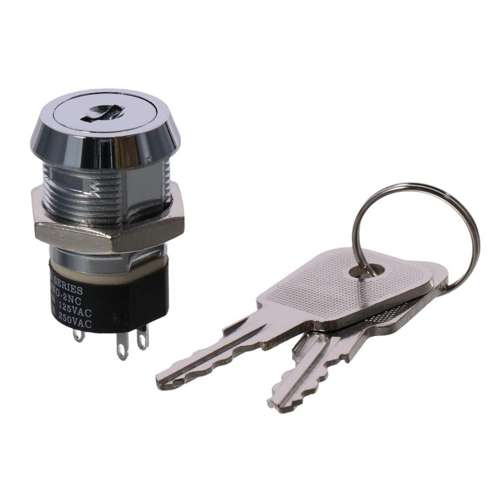 

Universal 19mm Push Button Switch 2NO 2NC 2 Positions Electric Keylock Silver Electric DIY срібний