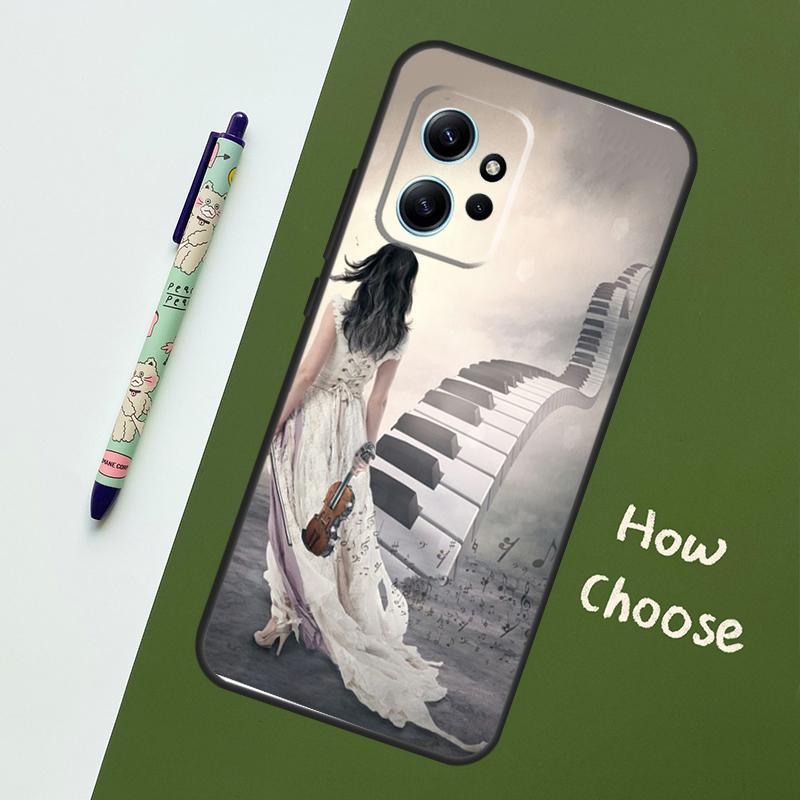 

Чехол для телефона Xiaomi Redmi Note 14 Pro 13 9 10 11 12 12S с рисунком Скрипка и Пианино Для Redmi 15C 15 13C 12C 14C 10C Redmi Note 14 Pro 5G