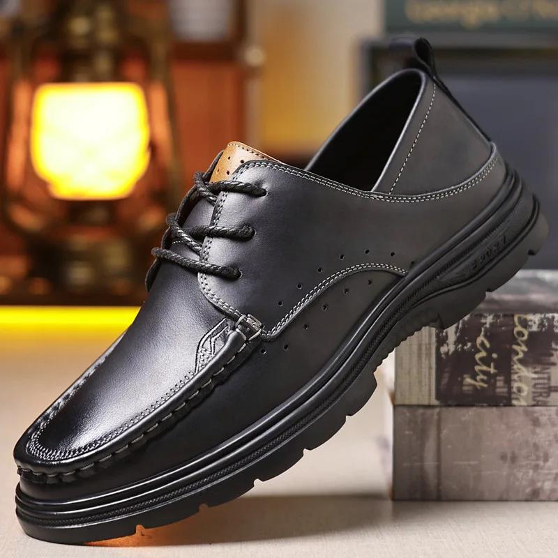 

Модные Новые Ретро Дышащие Мужские Лоферы Весна Осень Новые Дизайнерские Ручной Работы Мягкая Подошва Модные Повседневные Мужские Кожаные Деловые Туфли 38