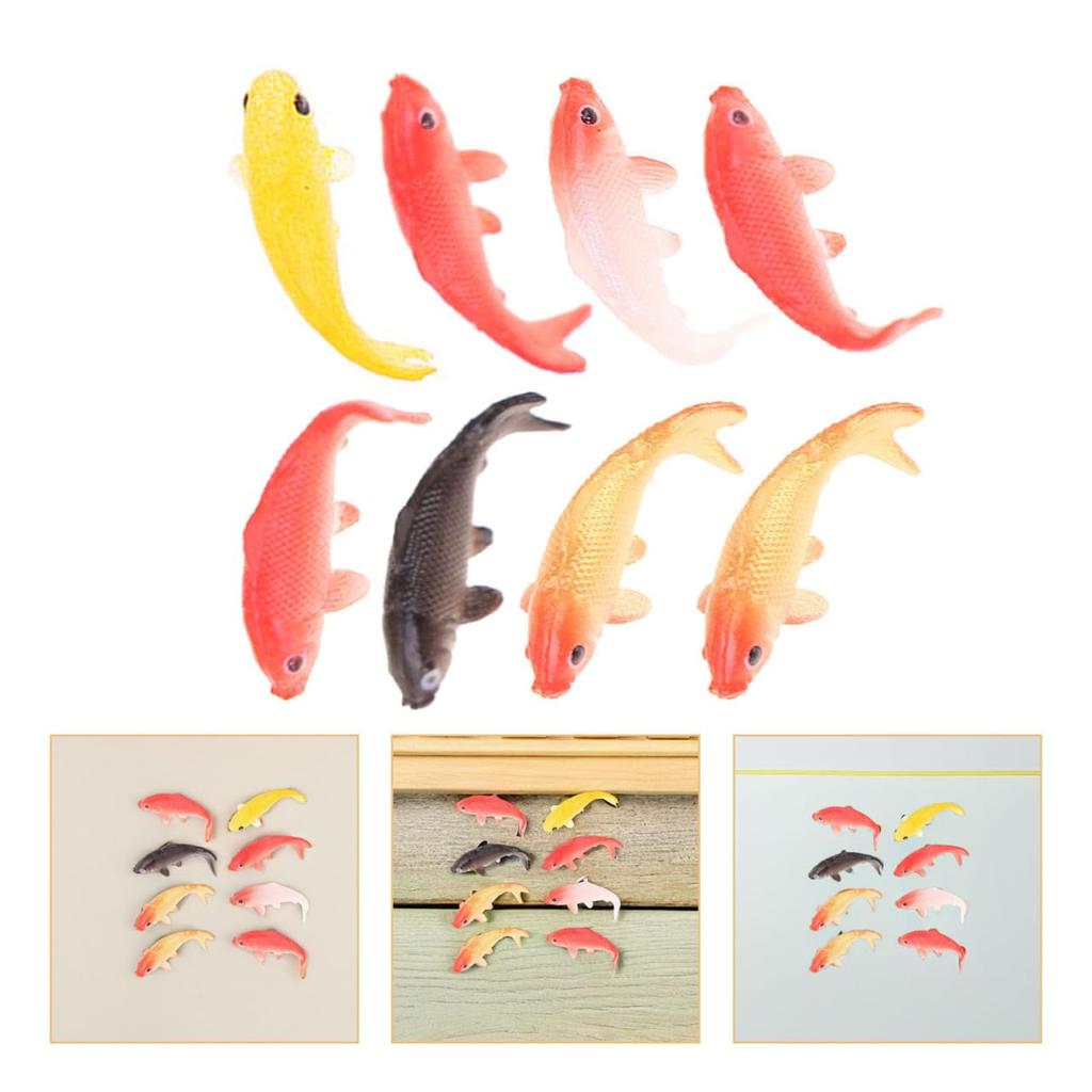 ABOOFAN Set of 8 Miniature Nishikigoi Figurines, PVC, Approx. 0.79 x 0.24 x 0.24 inches, Perfect for Aquarium Decorations, Dollhouse Decor, Small
