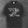 T-shirt Unisexe Schéma de Station Spatiale Noir Lavé Streetwear Y2K S-2XL