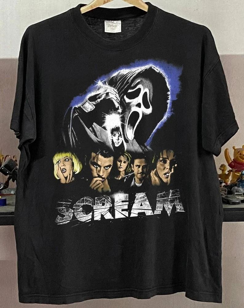 

Футболка с фильмом «Крик» винтаж 90-х, базовая черная, с коротким рукавом, унисекс, репринт 2XL