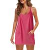 2023 Summer Solid Color Sleeveless Tank Dress with Thin Straps and Pocket