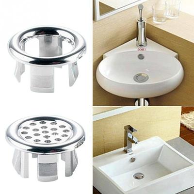 5 Stück Waschbecken-Rundring-Überlauf-Ersatzabdeckung, ordentliche Chromverkleidung, Badezimmer-Keramik-Waschbecken-Überlaufring