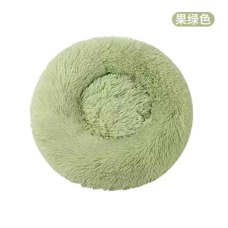 Plush Pet Bed Warm Dog Bed Cat Bed Winter Dog House Cat House Soft Cozy Round