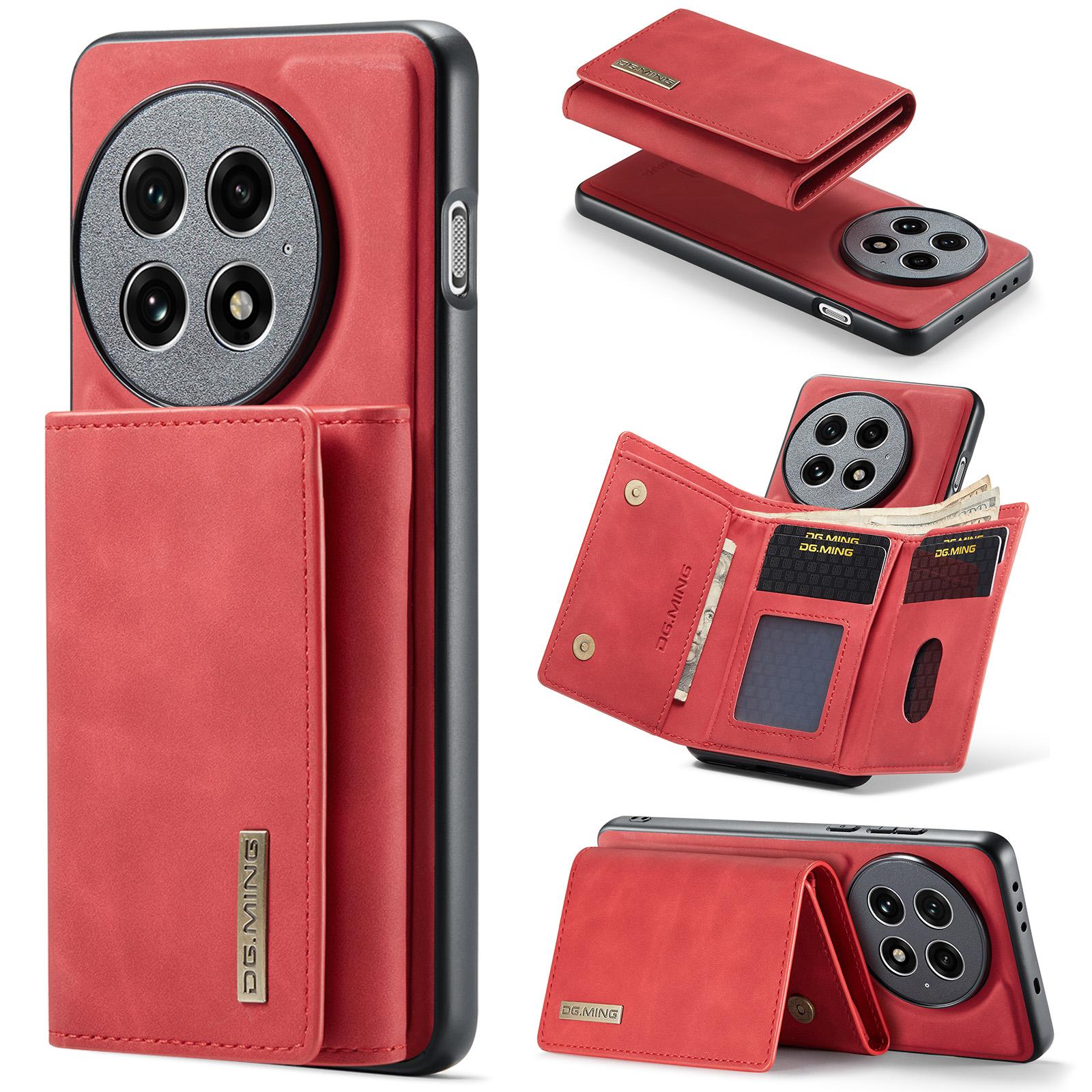 

DG.MING Серія M1 для OnePlus 13 Чохол Підставка PU Чохол для телефону зі знімним гаманцем Red