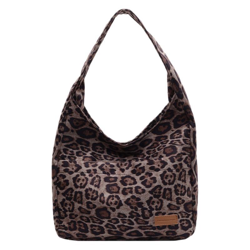 Retro Fashion Leopard Print Tote Bag Autumn and Winter New Fashion Leopard Print Shopping Bag Underarm Bag Simple Casual Shoulder Bag