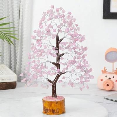 Crystal Tree Good Luck Showpiece Crystals Gemstones Bonsai Money Tree For Good Luck Pink Stone Home Office Decoration Showpiece