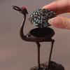 Creative Mini Aromatherapy Furnace, Home Indoor Zen Tea Ceremony Decorations, Metal Alloy, Crane style Small Incense Burner, 1Pc