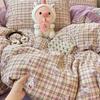Class A soft waxy washed cotton four-piece bedding cute small fresh quilt cover bed sheet student dormitory bed hat model