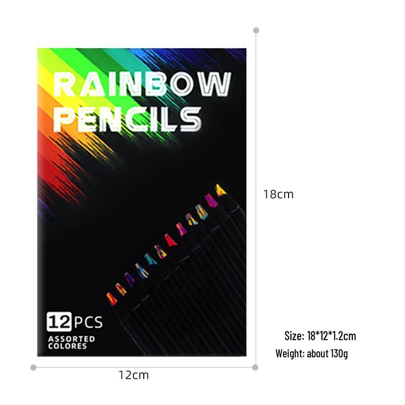12-Color Black Barrel Rainbow Colored Pencils for Kids, Multicolor Core Set