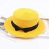 Korean Straw Hat - Retro Bow Flat Top Fedora for Spring & Summer Beach Days