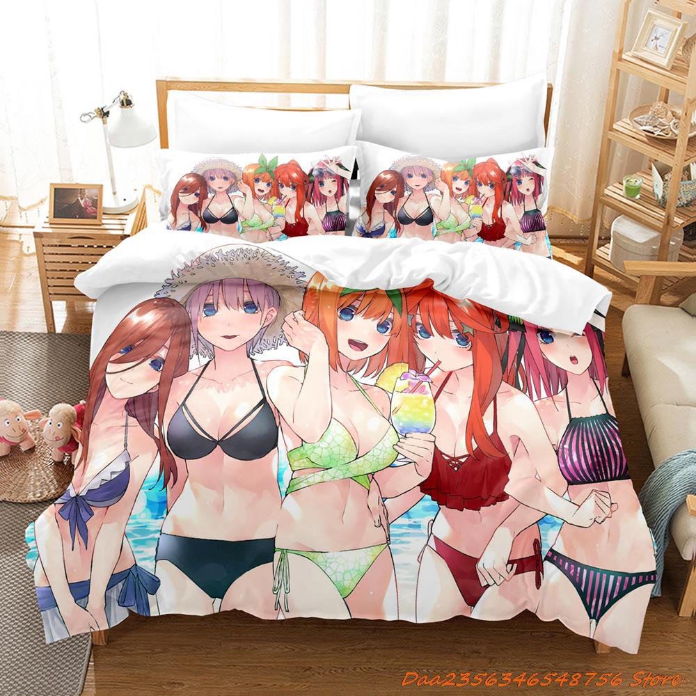 New The Quintessential Quintuplets Bedding Set Cartoon Anime three-piece set Adult Kid Bedroom Duvetcover Sets cama de casa