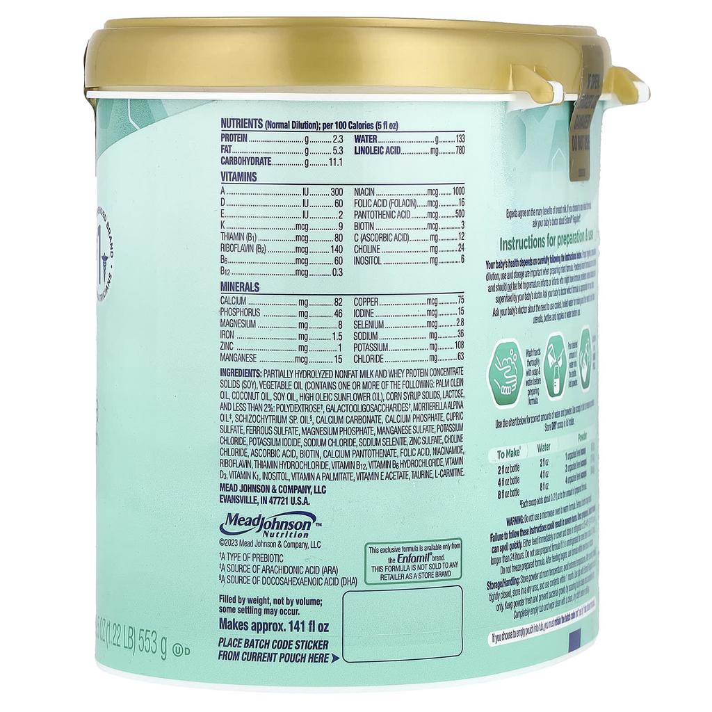 Enfamil, Reguline® Infant Formula, Milk-Based Powder with Iron, 0-12 Months, 553 g (19.5 oz)