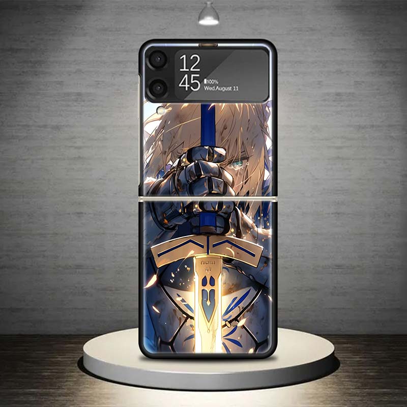 Fate Zero Stay Night Saber Phone Case For Samsung Galaxy Z Flip 7 6 5 4 3 5G Shockproof Cover Z Flip7 Flip6 ZFlip5 Flip3 Flip4 L