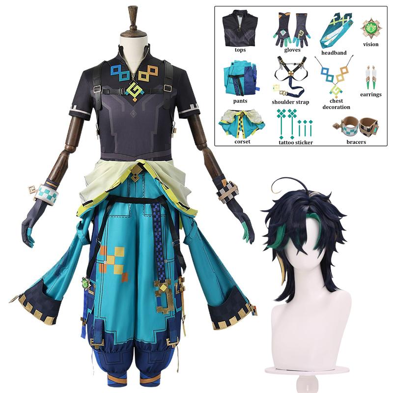 Kinich Cosplay Genshin Impact Cosplay Kostüm Perücke Turnfire Jagd Anzug Herren Damen Halloween Party Comic Con Rollenspiel Outfits