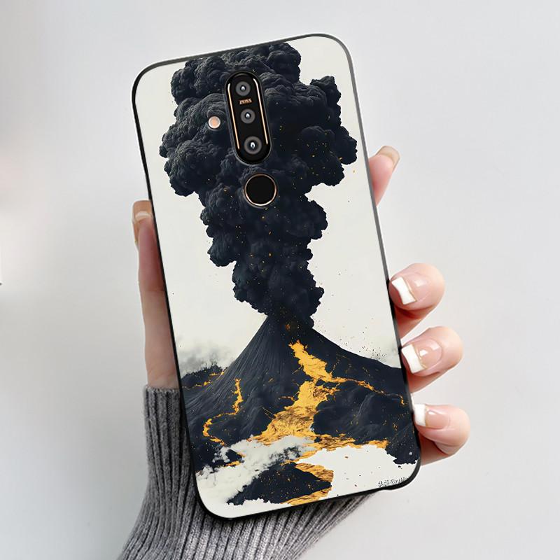 Case For Nokia 8.1 Plus/Nokia X71 Phone Casing Vast Grasslands With Beautiful WildFlowers Pattern Soft Black Anti-Scratch Case
