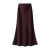 Women's Fashion Casual Solid Color High Waist Thin Mid-length Thickened  Fishtail Bustier Skirt