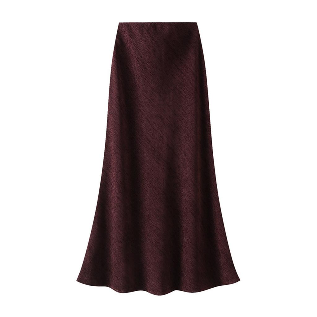 Women's Fashion Casual Solid Color High Waist Thin Mid-length Thickened  Fishtail Bustier Skirt
