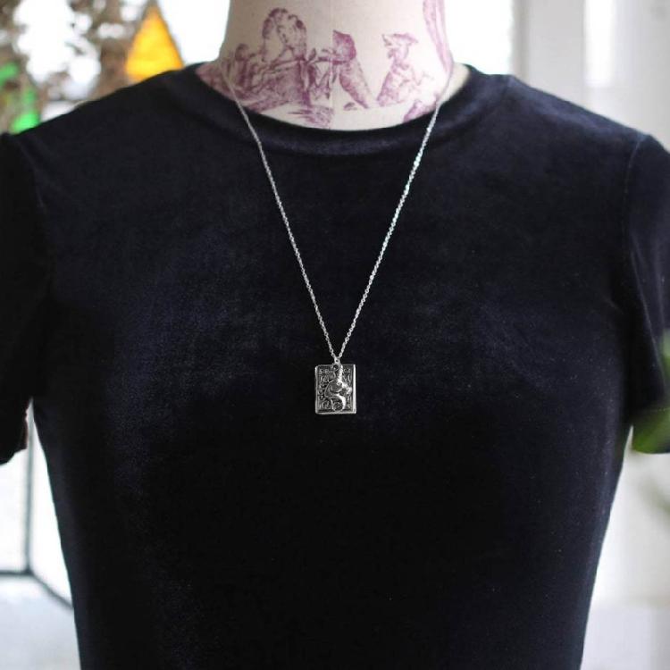 Dainty Book Locket Necklace Personalized Pendant Sweater Chain for Daily Wear
