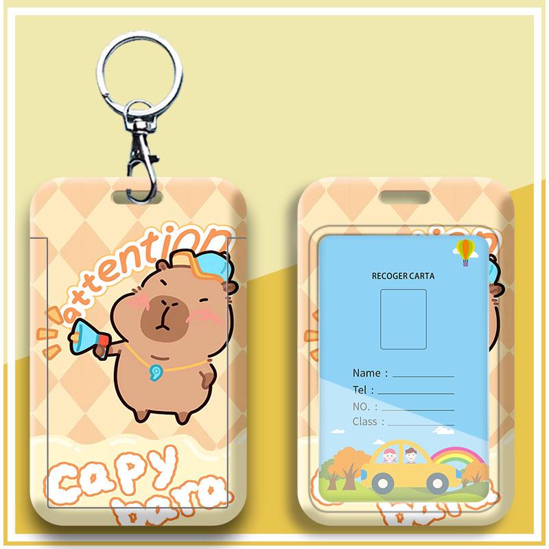 Capybara Cartoon ID & Card Holder Lanyard for Campus, Bus, Subway, and Badge