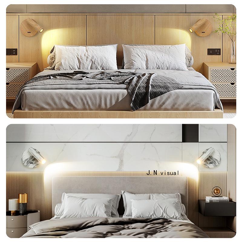 Walnut Wall Lamp with Switch - Bedroom & Hotel Bedside Reading Light