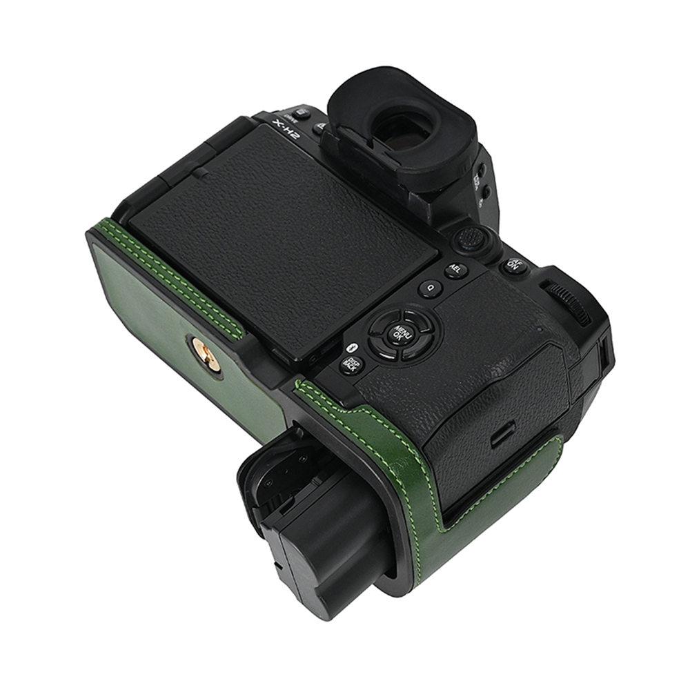 Półpokrowiec na aparat z PU skóry dla Fujifilm XH2 XH2S Fuji X-H2 X-H2S Otwierany od dołu Pokrowiec ochronny