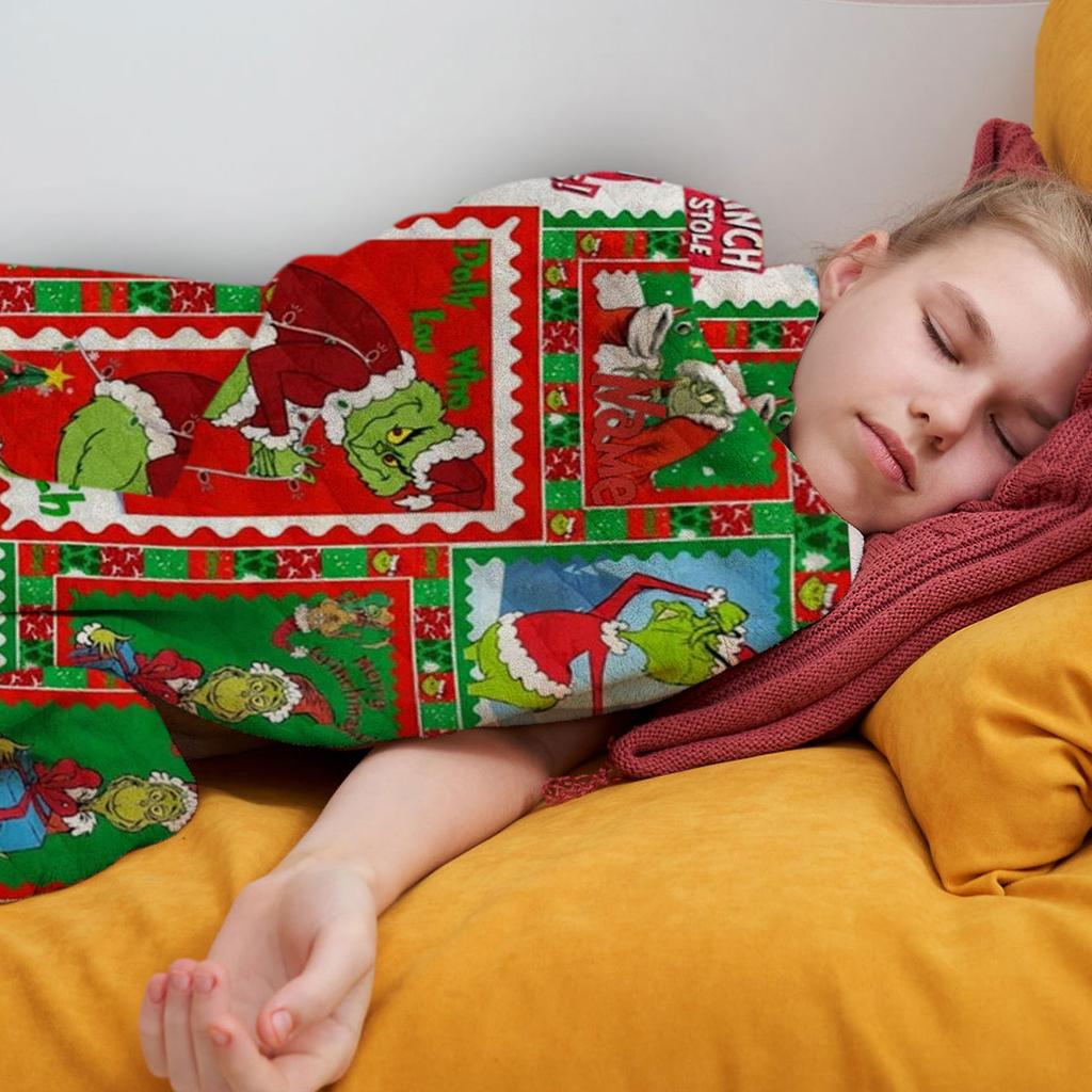 Printed Flannel Blanket Is Thick And Warm For Christmas, Suitable For The Elderly And Children To Keep Warm In Winter