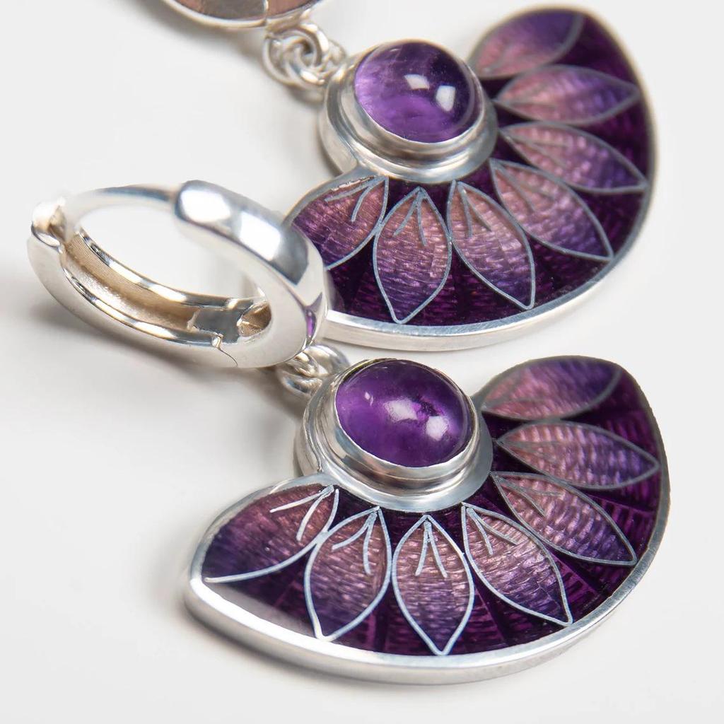 He Cheng Colorful Enamel Flower Tassel Dangle Earrings - Versatile Super Fairy Jewelry Exclusive