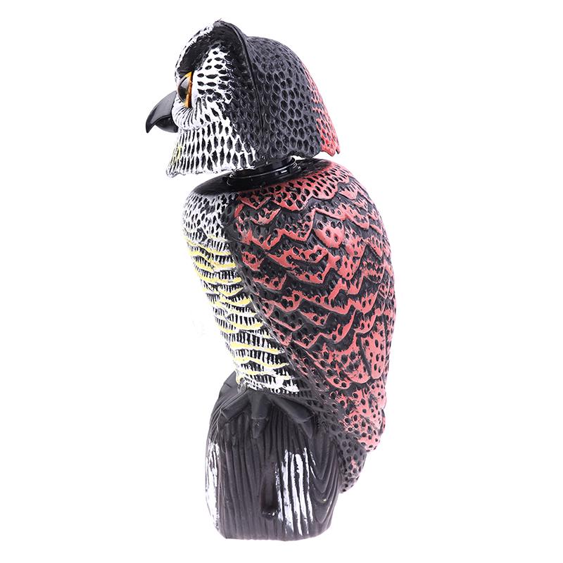 Realistic Bird Scarer Rotating Head Sound Owl Prowler Decoy Protection Repellent