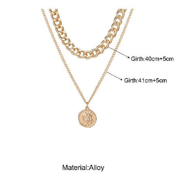 C194 Jewelry Multi-layer Portrait Round Pendant Necklace Fashion Trend Necklace