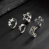 5Pcs/Set  Creative Personalized Stars Open Rings For Men Goth Adjustable Knuckle Ring Jewelry