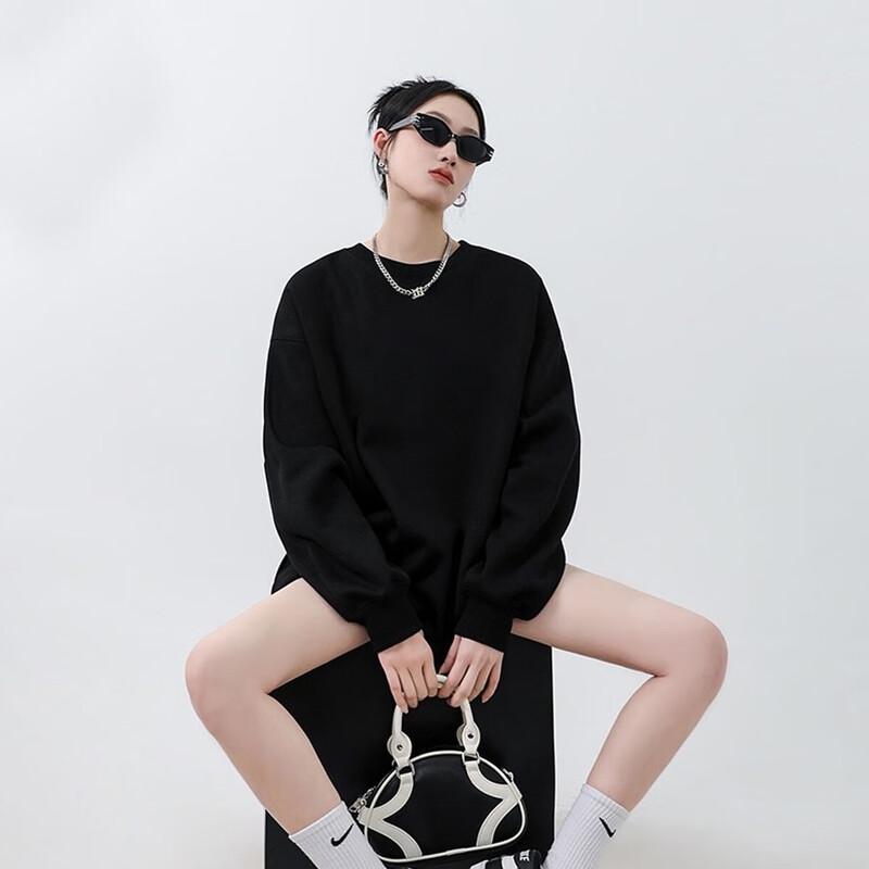 

ICH MODE Women s Loose Fit Round Neck Sweatshirt L