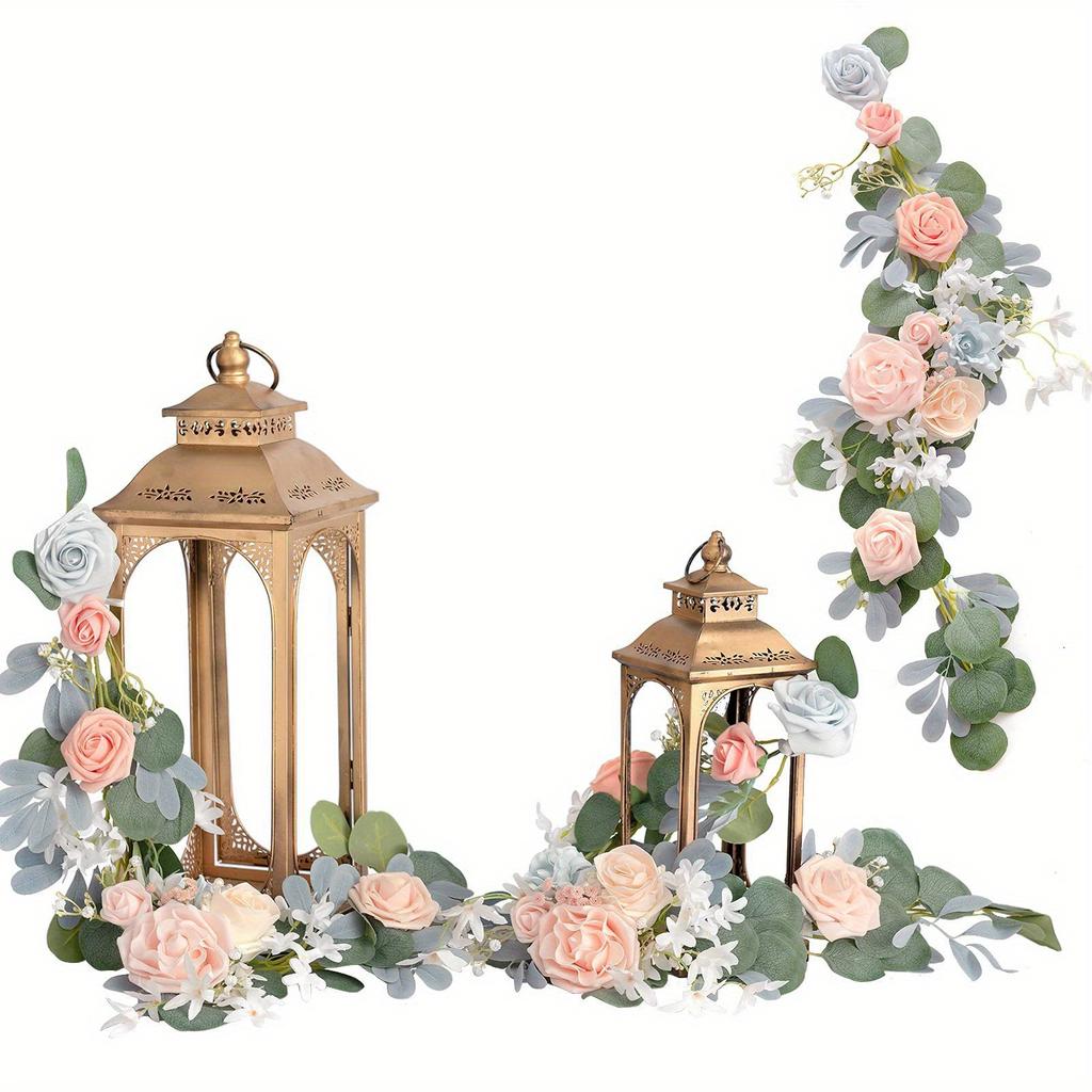 2 Stück Stuhllehne Blumengirlande Floral Künstliche Blumenarrangements Tischmittelstück Dekoration für Zuhause Hochzeitsparty Wohnzimmer Schreibtischdekoration