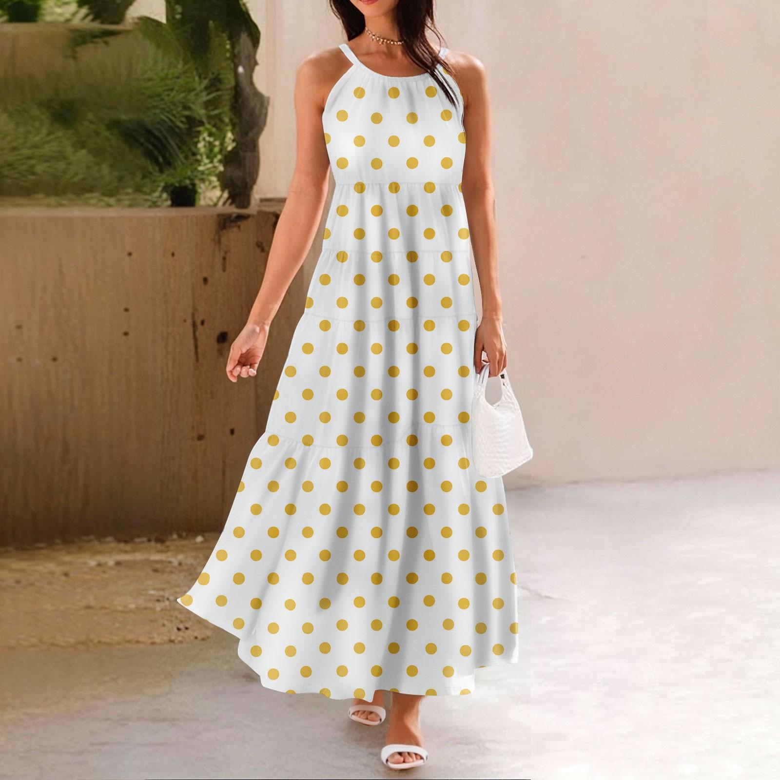 

Женское летнее повседневное модное платье без рукавов на подтяжках XL жёлтый