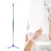 Poteau à perfusion réglable en hauteur, sur pied, en acier inoxydable, triangulaire, épais, avec 4 crochets et support pour poche de perfusion
