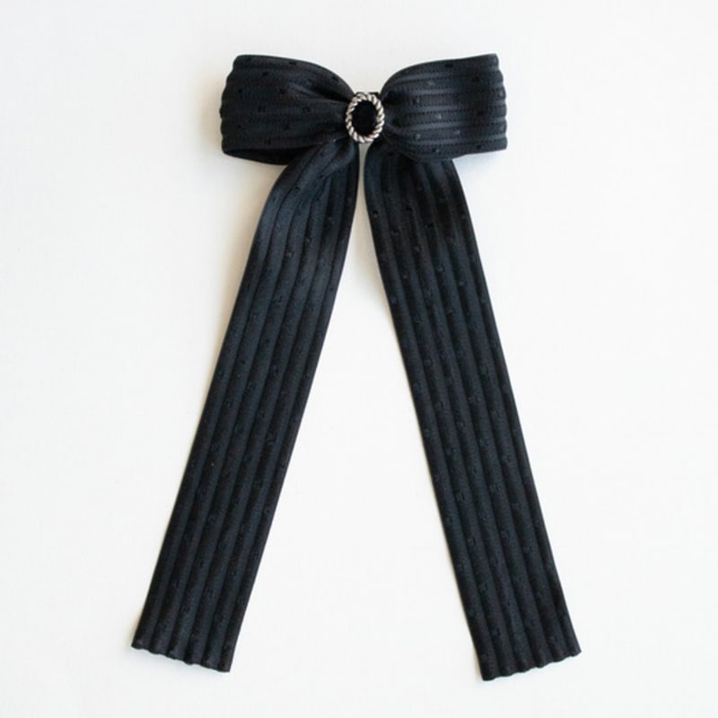 MERRYMOTIVE Black jacquard ribbon hairpin